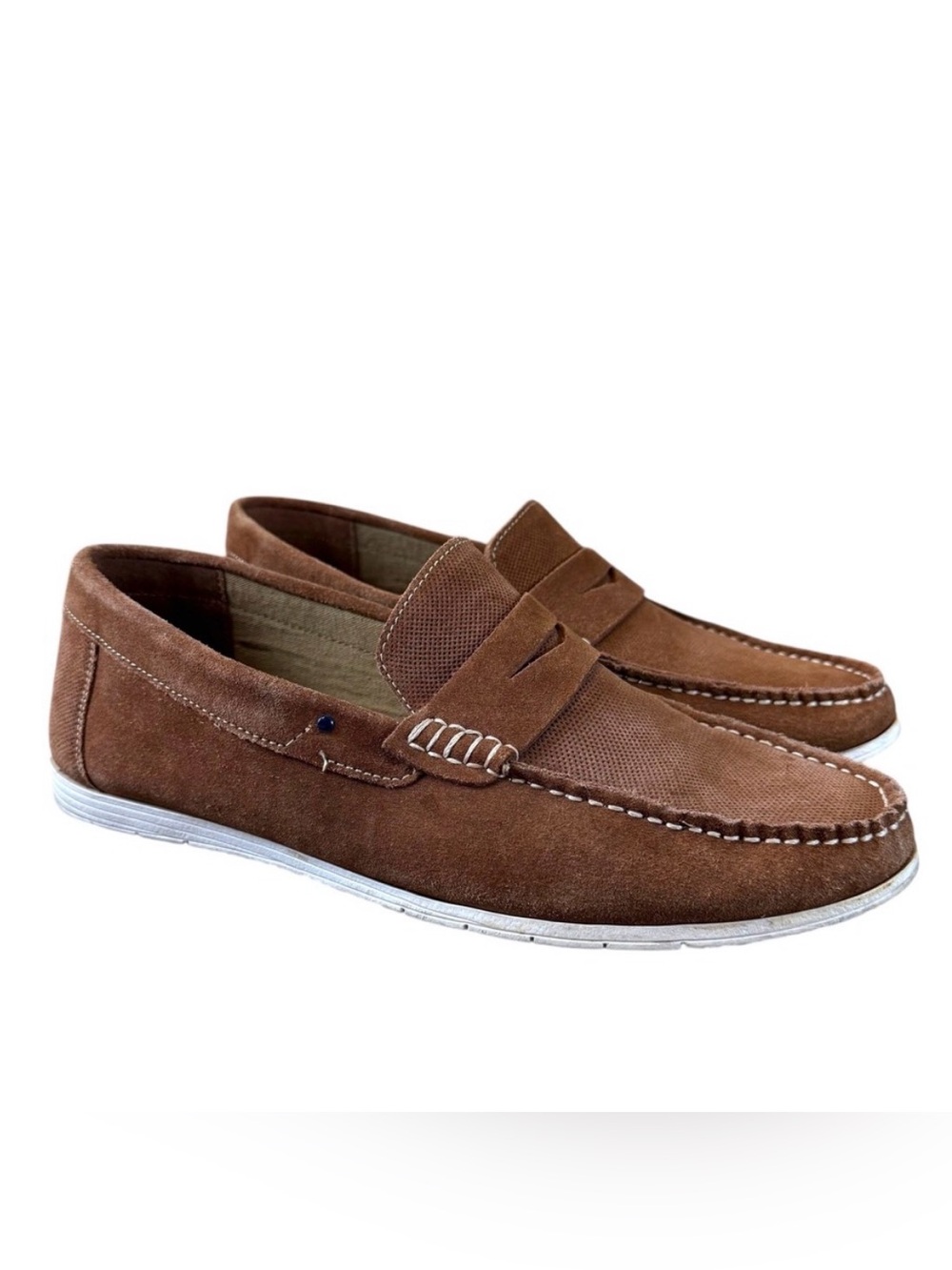Modern Fiction Men's Brown Suede Penny Loafers Parker Style 9.5